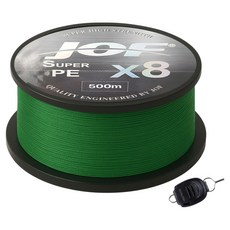 JOF SUPER PE X8編織釣魚線 500m+Royal Fish 線夾, 1套, 苔蘚綠