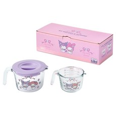 Corelle Brands 康寧餐具 Pyrex 耐熱玻璃 美樂蒂與酷洛米 量杯 500ml + 250ml + 500ml 蓋子組合, 1套, 混和色