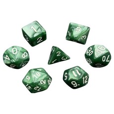 Modutem 壓克力彩色多面體骰子, 7個, 綠色