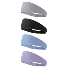 Modutem 吸汗運動瑜珈髮帶 4件組, 1套, 灰色, 黑色, 藍色, 紫色