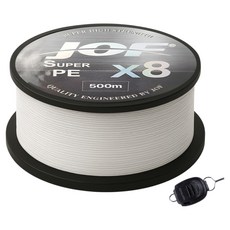 JOF SUPER PE X8 編織釣魚線 500m+Royal Fish 線夾, 1套, 月光白