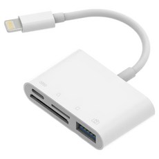 TEKQ 樂都國際 三線五合一轉接頭 PD/雙USB/記憶卡多功能轉換 僅供Lightning接口充電, 1個, AM-503W, 白色