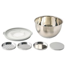 Modern House 家庭料理準備 多功能刨絲器3件組 + 附蓋攪拌碗組 灰色 4.7L, 1套