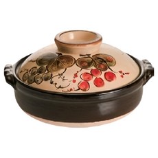 SAJI 佐治陶器 8號深型砂鍋 日本製 民藝葡萄 2.5L, 1個, 25.5cm