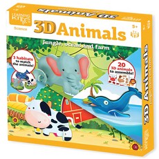 LEARNING KITDS 桌遊系列 3D立體動物場景遊戲, 1套, 多色