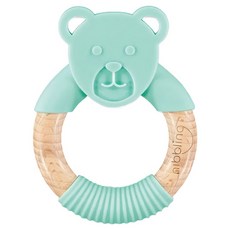 NIBBLING 森林朋友櫸木手握環熊熊, 1個, 固齒器, 薄荷綠