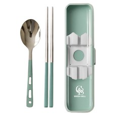 Green Bell 綠貝 316食光漫旅餐具組, 1套, 綠色, 湯匙 + 筷子