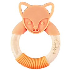 NIBBLING 森林朋友櫸木手握環狐狸, 1個, 固齒器, 橘色