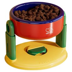 Bayler 吸盤升降可調節高腳寵物碗, 1個, 紅色 + 藍色