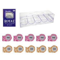 dasasad.com拉斯維加斯撲克籌碼 100入+壓克力盒+皇家卡 A4組, 1套, 混色