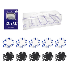 Dassadotcom 彩色籌碼 2種 x 50p + 壓克力盒 + 皇家卡牌 A5套組, 1套, 白色, 黑色(彩色籌碼)