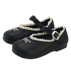 Rabbitfoot 女童蝴蝶結胸針皮鞋