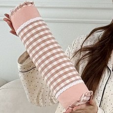 達舒 一日溫馨純棉格紋圓形蕎麥枕, 1個, 粉紅色