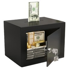 Dino 簡約實用鑰匙型迷你保險箱 紙鈔投入口 23 x 17 x 17 cm, 黑色