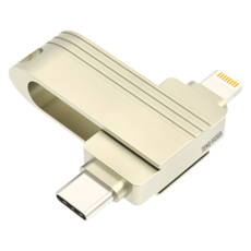 TEKQ 樂都國際 CooDisk 雙向隨身碟 Lightning/type-C雙接頭 iPhone 備份隨身碟 條紋鈦金, 1個, 512GB