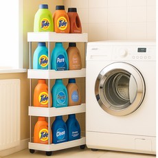 Lineple 移動式 夾縫 不鏽鋼 推車 4層, 白色