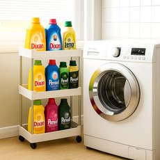 可移動式縫隙不鏽鋼手推車, 白色, 3層