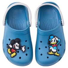 BORUI 柏睿鞋業 兒童款 Disney 迪士尼 米奇與唐老鴨 不對稱造型飾釦輕量雙色洞洞鞋