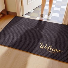 AFAMIC 艾法 文字刺繡刮泥吸水玄關腳踏墊/滌綸圈絨繡花TPR地墊, 灰色 Welcome