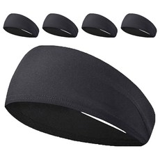 Tideco 高吸水性健身跑步髮帶, 黑色, 5個