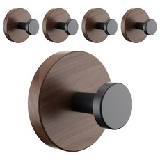 한봄누리 흡착식 우드 후크 벽걸이 고리, 나무 무늬, 5개