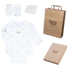Organic Boom 新生兒用馬年按扣新生兒包屁衣 + 防抓手套 + 手帕 + 購物袋 + 禮盒套組