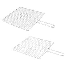 4BNK 不鏽鋼手柄雙面烤網 一般 + 網狀型 套組, 1套