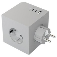 KUMHO Beongaepyo 高速充電 大容量 插座型 New Cube 3孔延長線 E37, 雲朵灰, 11.6cm, 1個