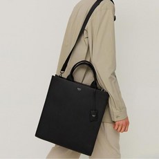 DAKS 男士基本款素色皮革托特包DBBA4FE21BK, 黑色