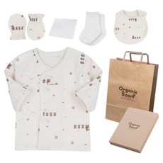 Organic Boom 小熊家族四季新生兒肚衣 + 圍兜 + 防抓手套 + 襪子 + 手帕 + 盒子 + 提袋組合