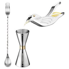 WAGENSTEIGER 居家調酒 金色環量酒器 30 / 45ml + 鳥型榨汁器 + 吧叉匙 26cm C款組合, 1套, 混色