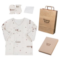 Organic Boom 熊熊家族四季嬰兒肚衣 + 護手套 + 手帕 + 禮盒 + 提袋組