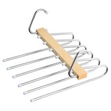 Hanbomnuri 原木點綴不鏽鋼鴨嘴型褲架 收納衣架, 1個, 原木
