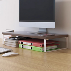 디노 튼튼하고 실용적인 모니터 받침대 50 x 20 x 8 cm, 호두 + 화이트홀더3