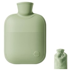 Shopping Doctor 防漏保溫熱敷熱水袋 + 柔軟毛絨套組 淺綠色 1L, 1套
