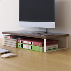 디노 튼튼하고 실용적인 모니터 받침대 40 x 20 x 8 cm, 호두 + 화이트홀더2