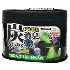 DIONEL 炭消臭置物桶/垃圾桶 軟式無蓋 皮革竹炭 DA105 黑色, 1個, 260g