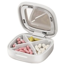 里奇賽邦 簡約高級透明星期藥盒 4格 1入 白色 7.5 x 7.5 x 2.5 cm, 1個