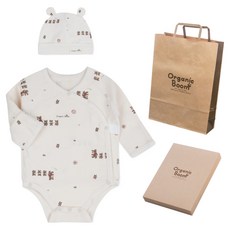 Organic Boom 熊熊家族 四季 按扣 新生兒包屁衣 + 帽子 + 購物袋 + 盒子 套組