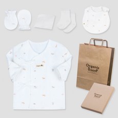 Organic Boom 四季馬年新生兒紗布衣 + 圍兜 + 防抓手套 + 襪子 + 手帕 + 禮盒組 + 提袋