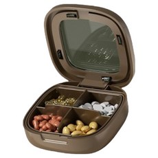 Richi Ssalbong 簡約高級透明星期藥盒 4格 棕色 7.5 x 7.5 x 2.5 cm, 1個