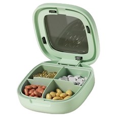 Richi Ssalbong 簡約高級透明星期藥盒 4格 綠色 7.5 x 7.5 x 2.5 cm, 1個