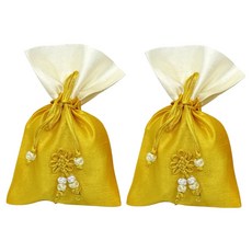 리드홈 행운가득 전통 예단 색동 미니 복주머니 중, 골드, 2개