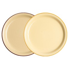 Kanesuzu Claris 咖啡廳晚餐圓盤 2件組 3號 24cm, 1套, 象牙白 1入 + 黃色 1入, 象牙白, 黃色