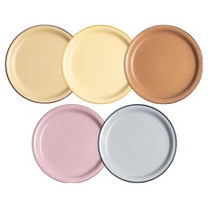 Kanesuzu Claris 咖啡廳早午餐全色混合組 2號 20cm, 盤子5種, 1套, 象牙白, 黃色, 棕色, 粉紅色, 灰色