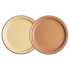 Kanesuzu Claris 咖啡廳早午餐圓盤 2件組 2號 20cm, 1套, 象牙白 1入 + 棕色 1入, 象牙白, 棕色