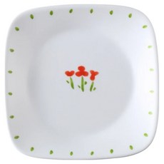 Corelle Brands 康寧餐具 小紅花方型早餐盤/點心盤 2206, 白色, 1個