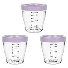 Bebelock Aiwa Tritan 密封嬰兒副食品容器, 180ml, 3個, 薰衣草紫