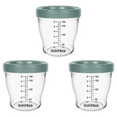Bebelock Poner Tritan 嬰兒副食品容器, 180ml, 3個, 藍灰色