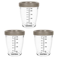 Bebelock Tritan 密封嬰兒副食品容器, 3個, 240ml, 巧克力色